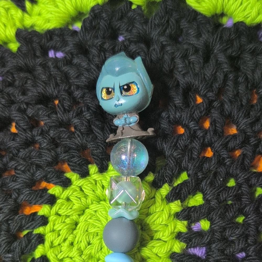 Blue Character Beaded Keychain